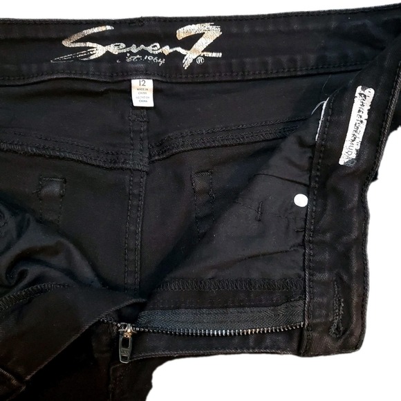 Seven Jeans Women's Sz 12 Black Denim Bermuda Shorts 10" Inseam Stretch - Picture 6 of 7
